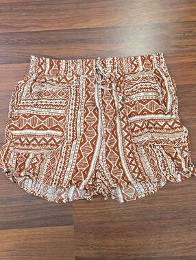 Popvil Women’s Rust Printed Drawstring Shorts W/Pockets NWT Size XL